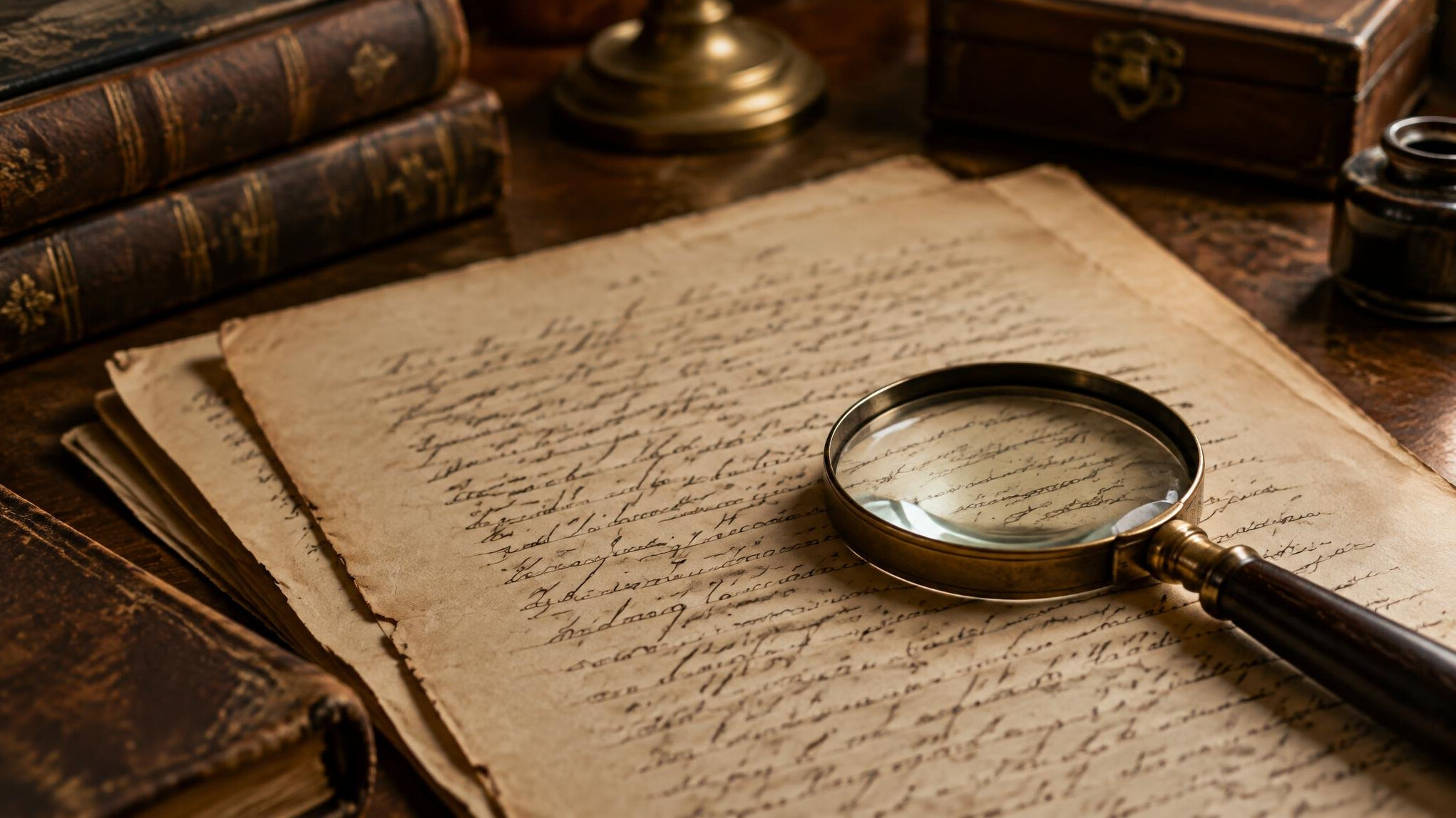 Handwritten manuscript pages under soft light