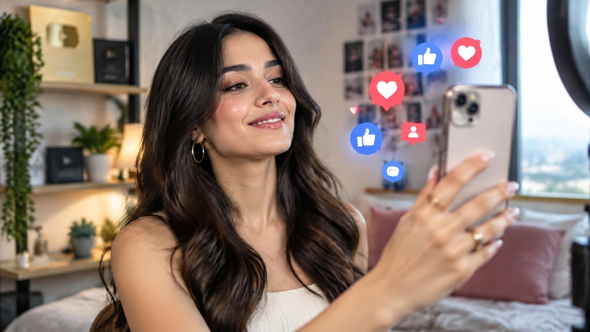 celebrity posting on phone