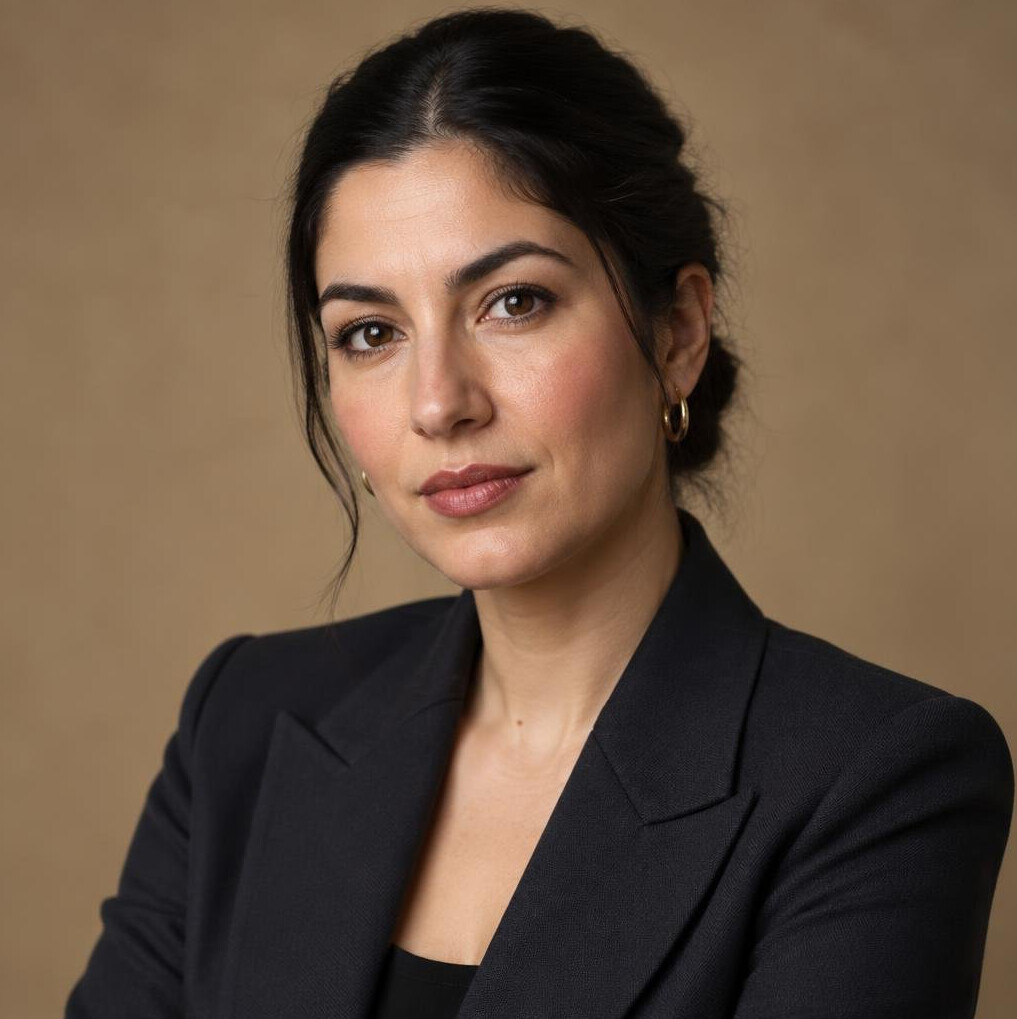 Studio portrait of a woman of Turkish-German descent in her thirties